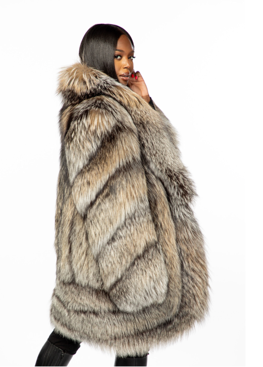 Silvia Gold tint Silver Fox Coat