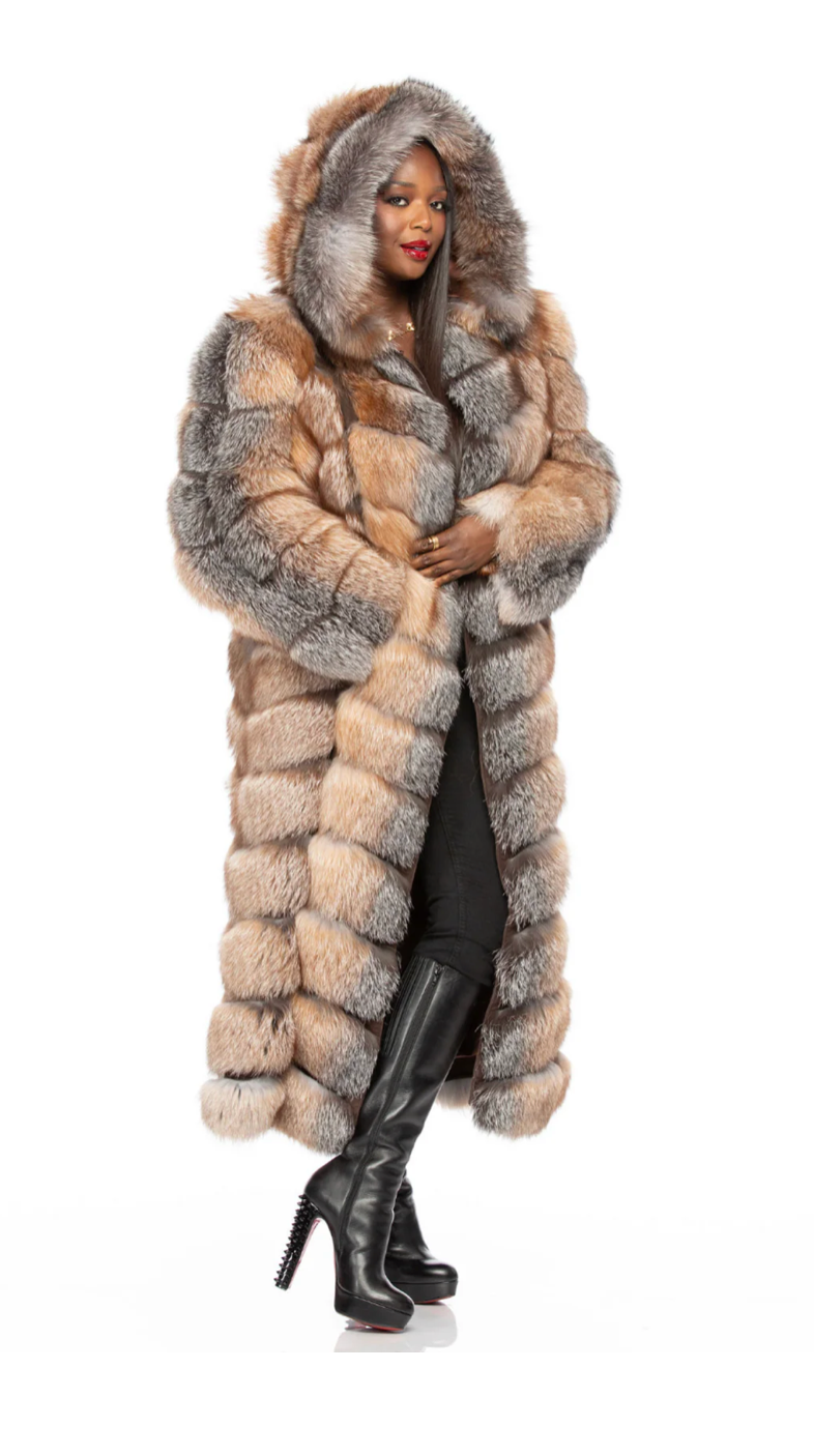 Sizes XL and Plus Size 1X Gina Coat Detachable Sleeves and Hood Crystal