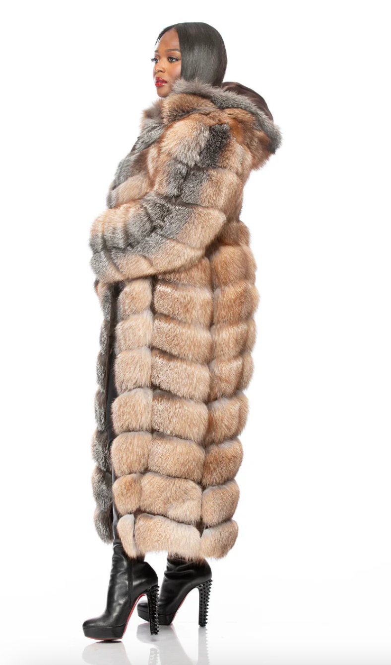 Sizes XL and Plus Size 1X Gina Coat Detachable Sleeves and Hood Crystal