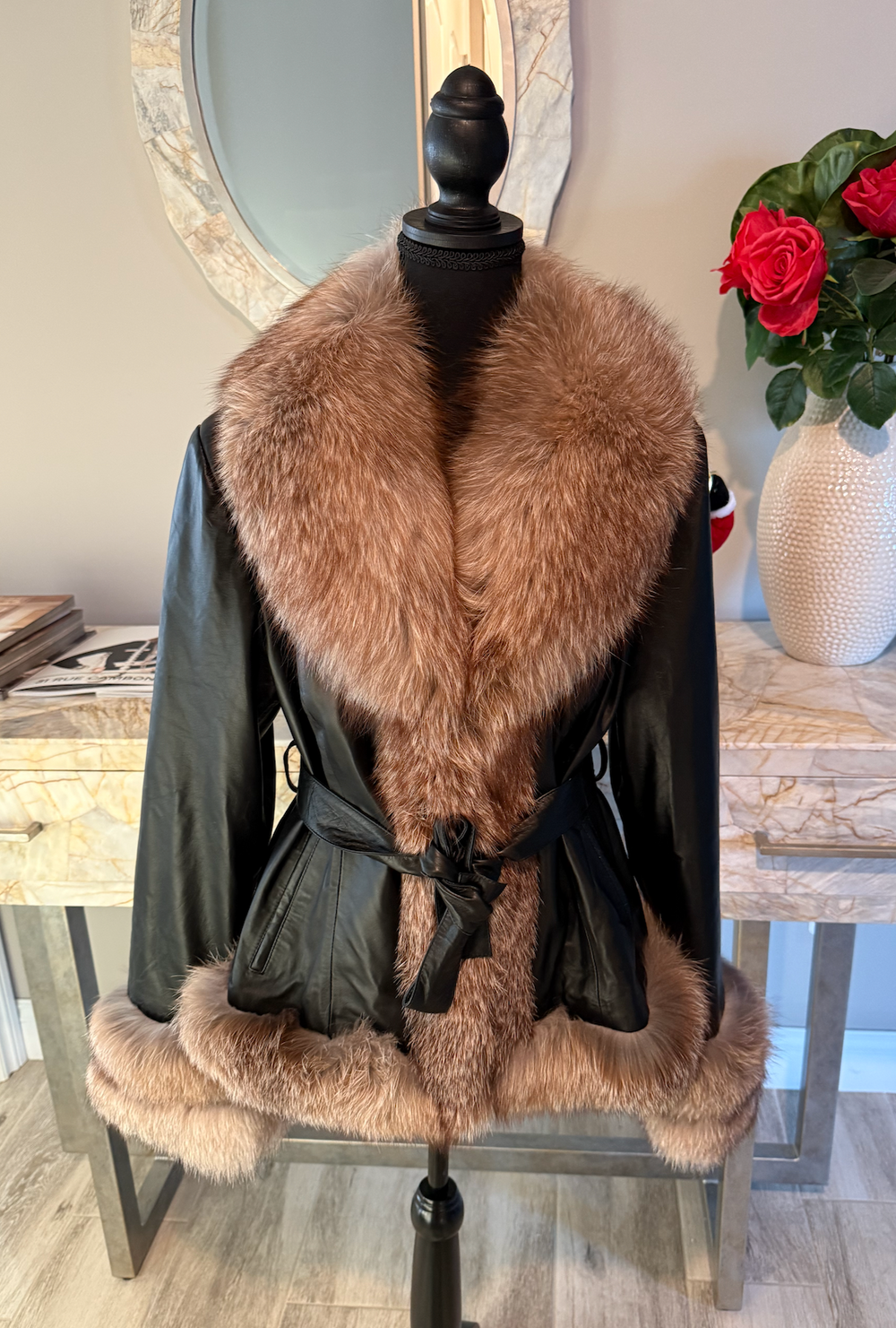Best fits size XL Leather and Fox Fur