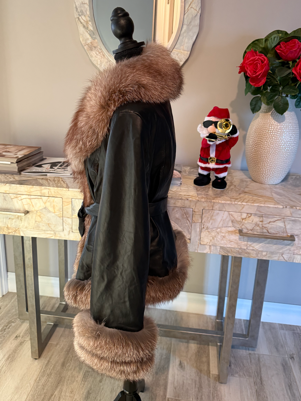 Best fits size XL Leather and Fox Fur