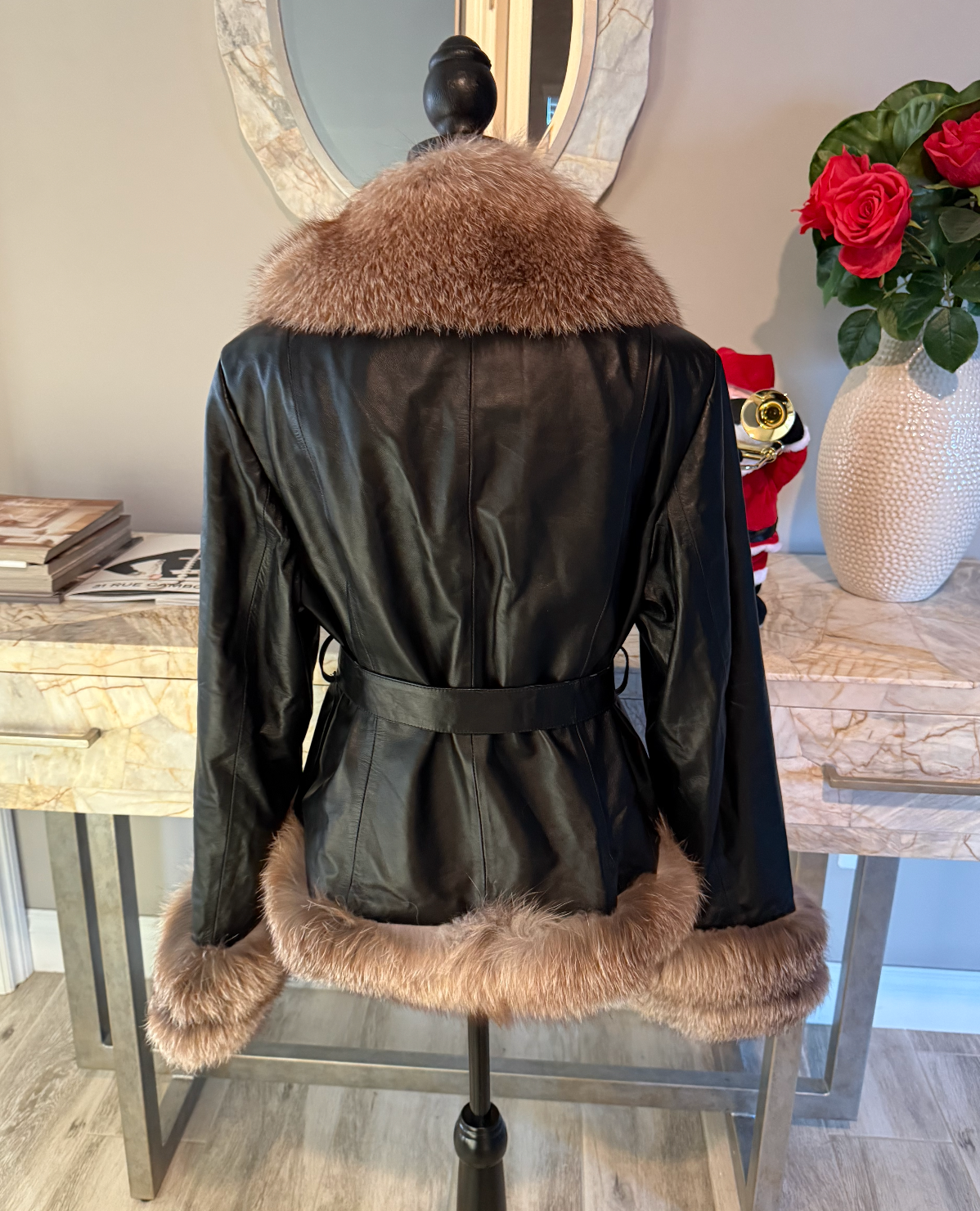 Best fits size XL Leather and Fox Fur
