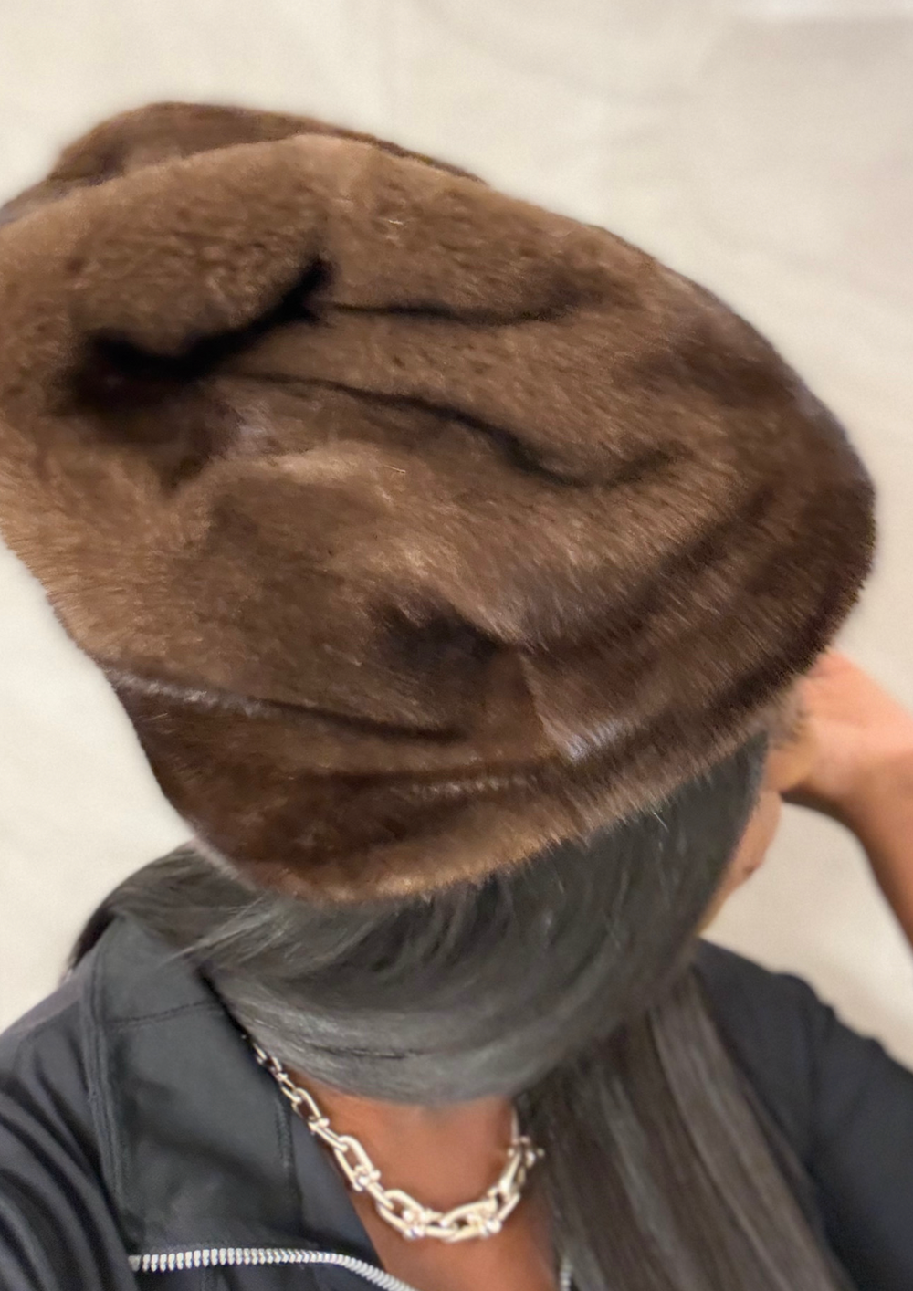 One size fits most Mink Mahogany Beanie
