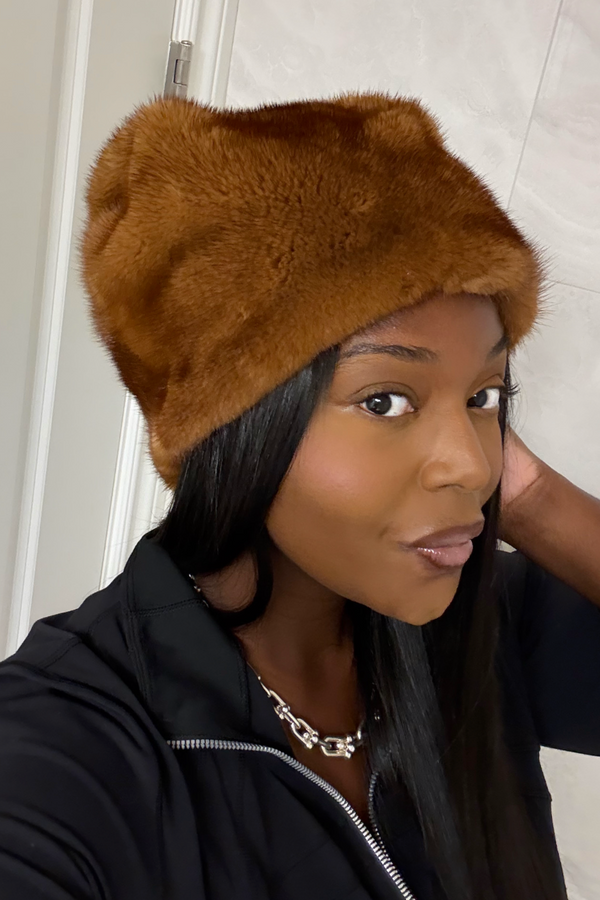 One size fits most Mink Whiskey Beanie