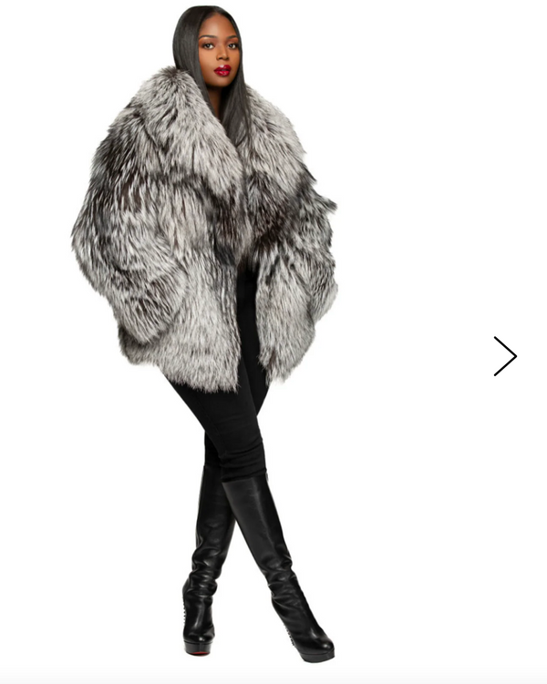 Size L: Selena Silver Fox Coat