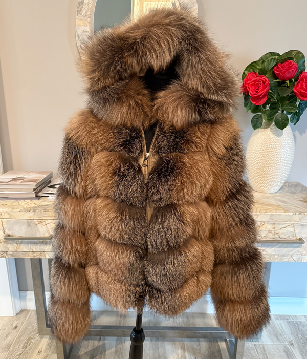 Best Fits Size L/XL Chloe jacket in longer length with detachable hood Pretty brown