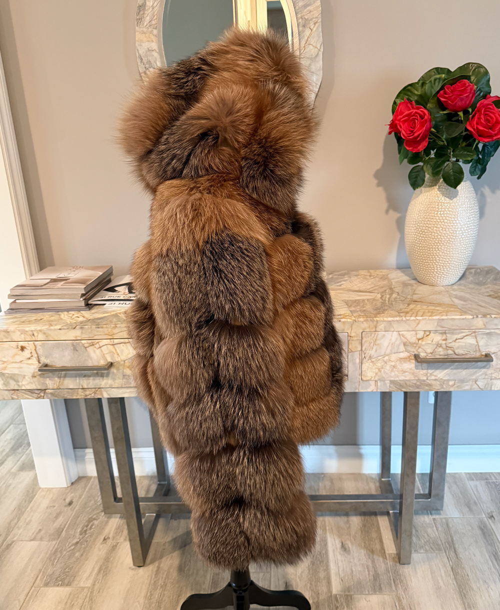 Best Fits Size L/XL Chloe jacket in longer length with detachable hood Pretty brown