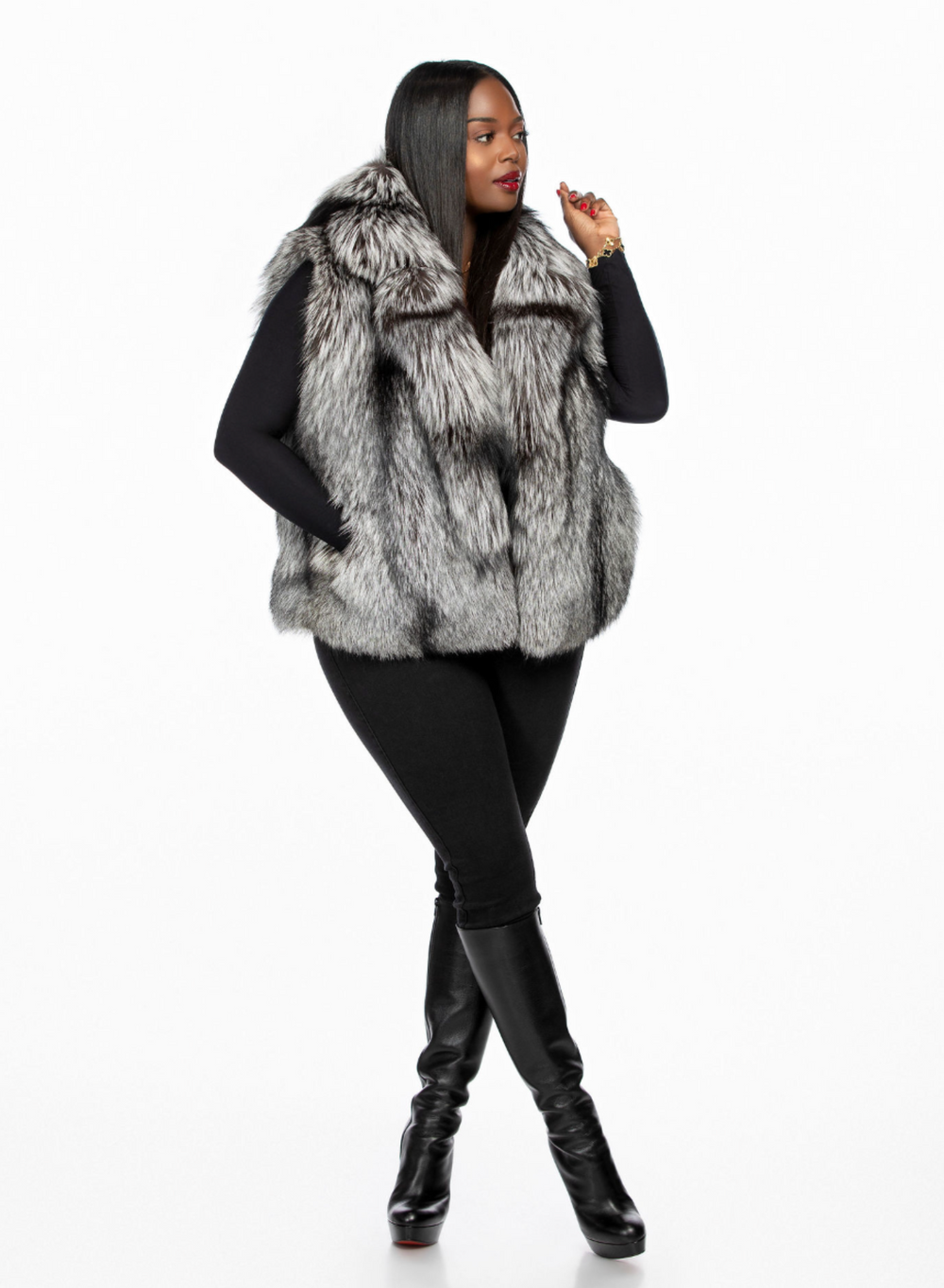 Silvia Silver Fox Vest