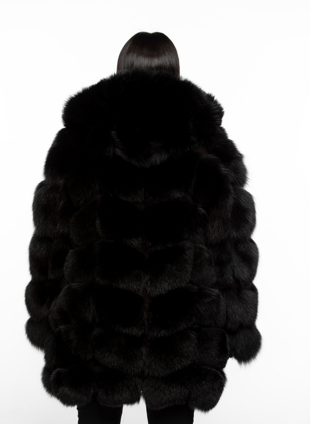 Shirley Fox Fur Coat with Detachable Hood and Sleeves