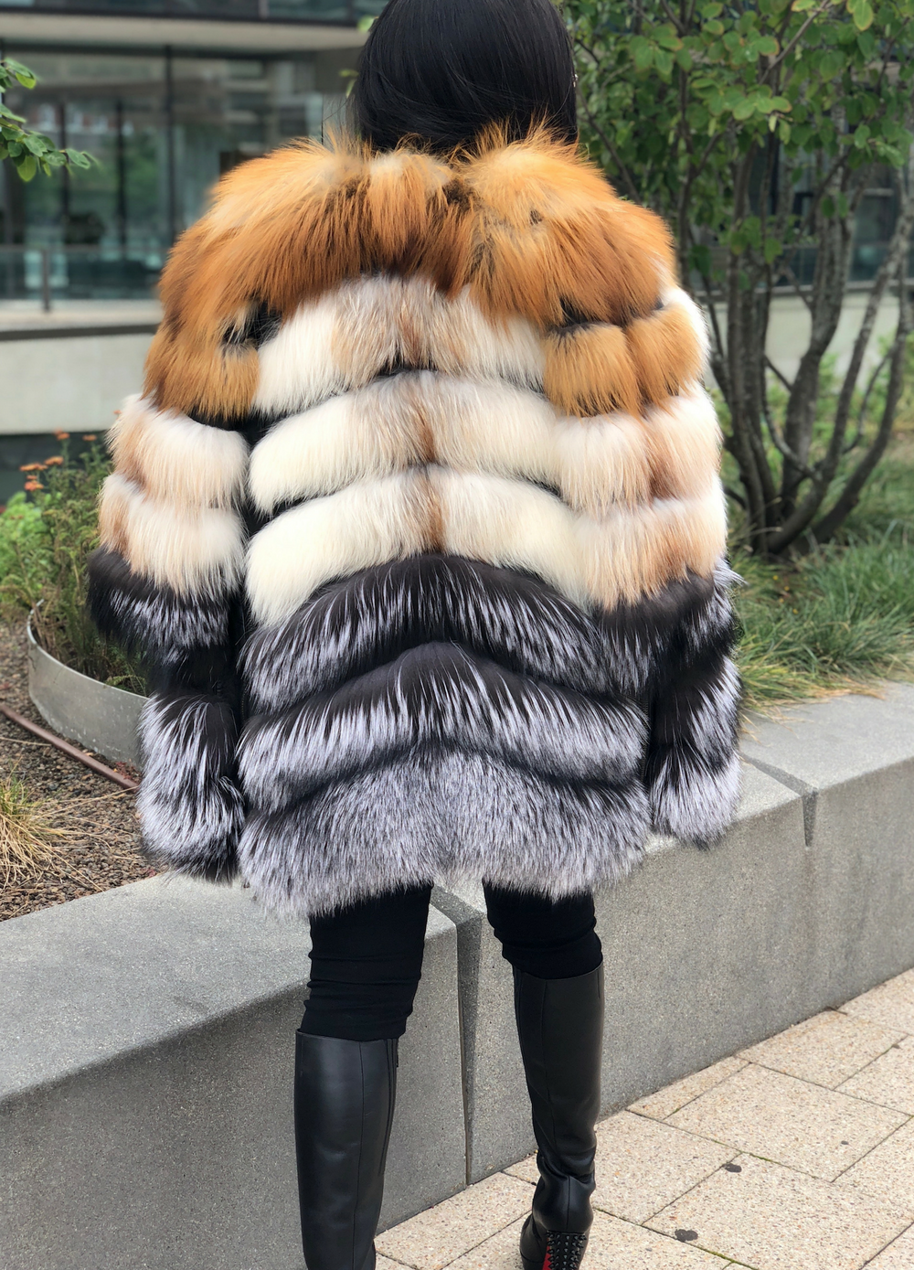 Avi Fox Fur Coat with Detachable Sleeves