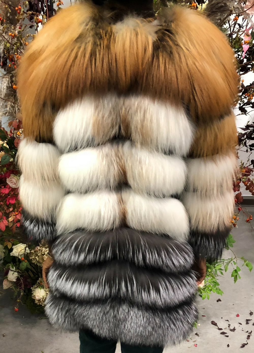 Avi Fox Fur Coat with Detachable Sleeves