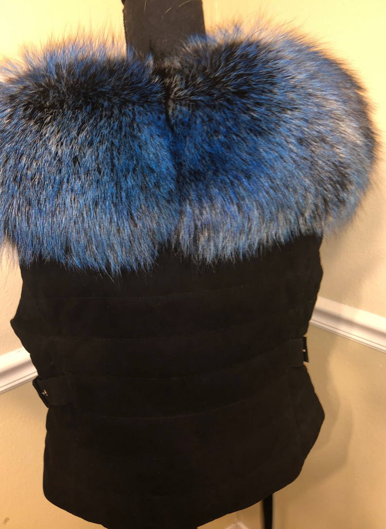 Candice Silver Fox Fur Vest Size XL