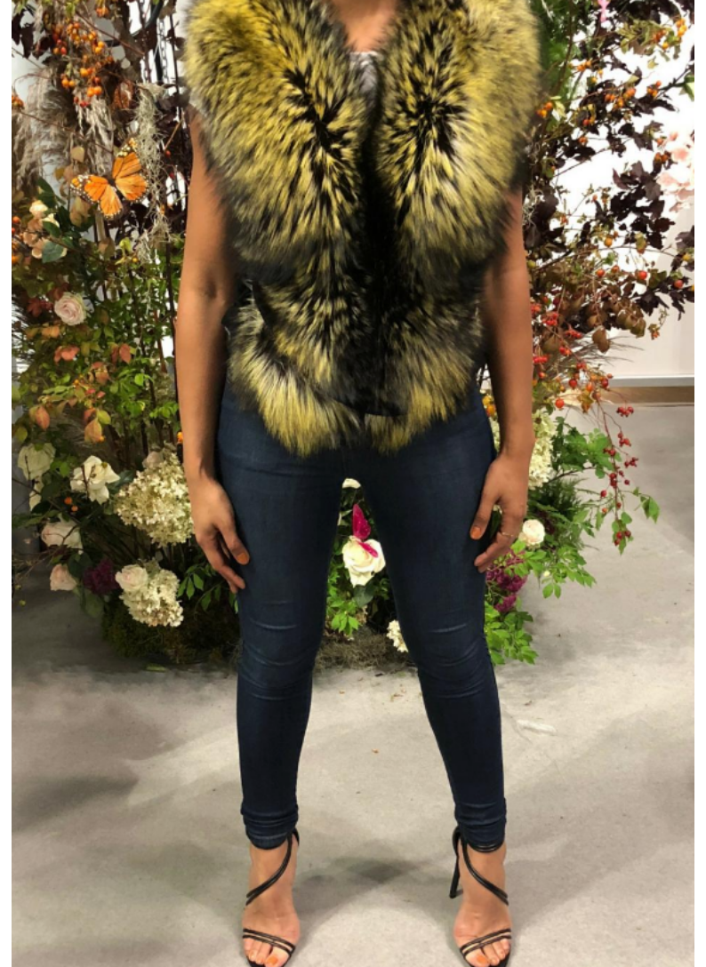 Candice Gold Fox Vest Size XL