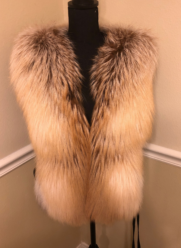 Candice Gold Fox Vest Size XL