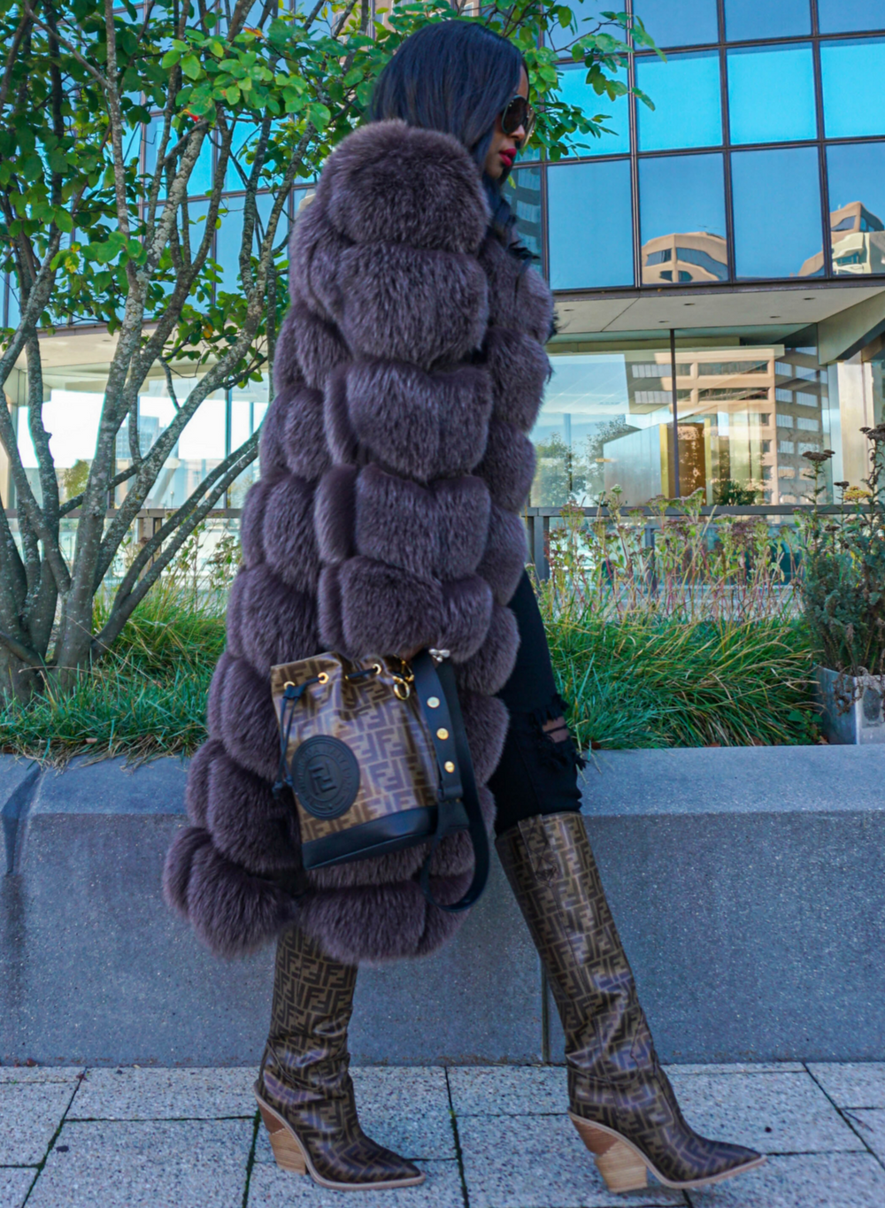 Eva Fur Coat W/ Detachable Fur Sleeves