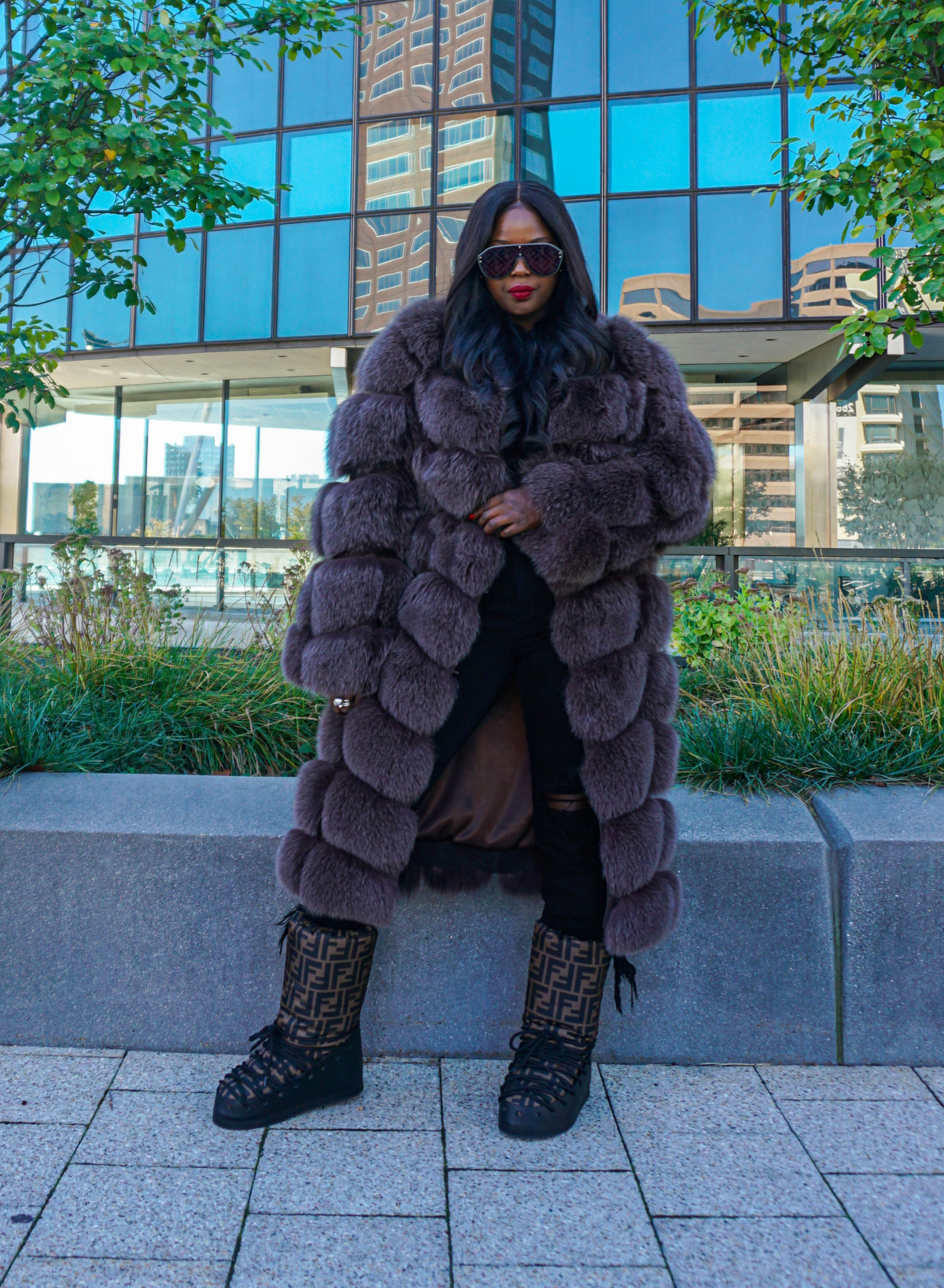 Eva Fur Coat W/ Detachable Fur Sleeves