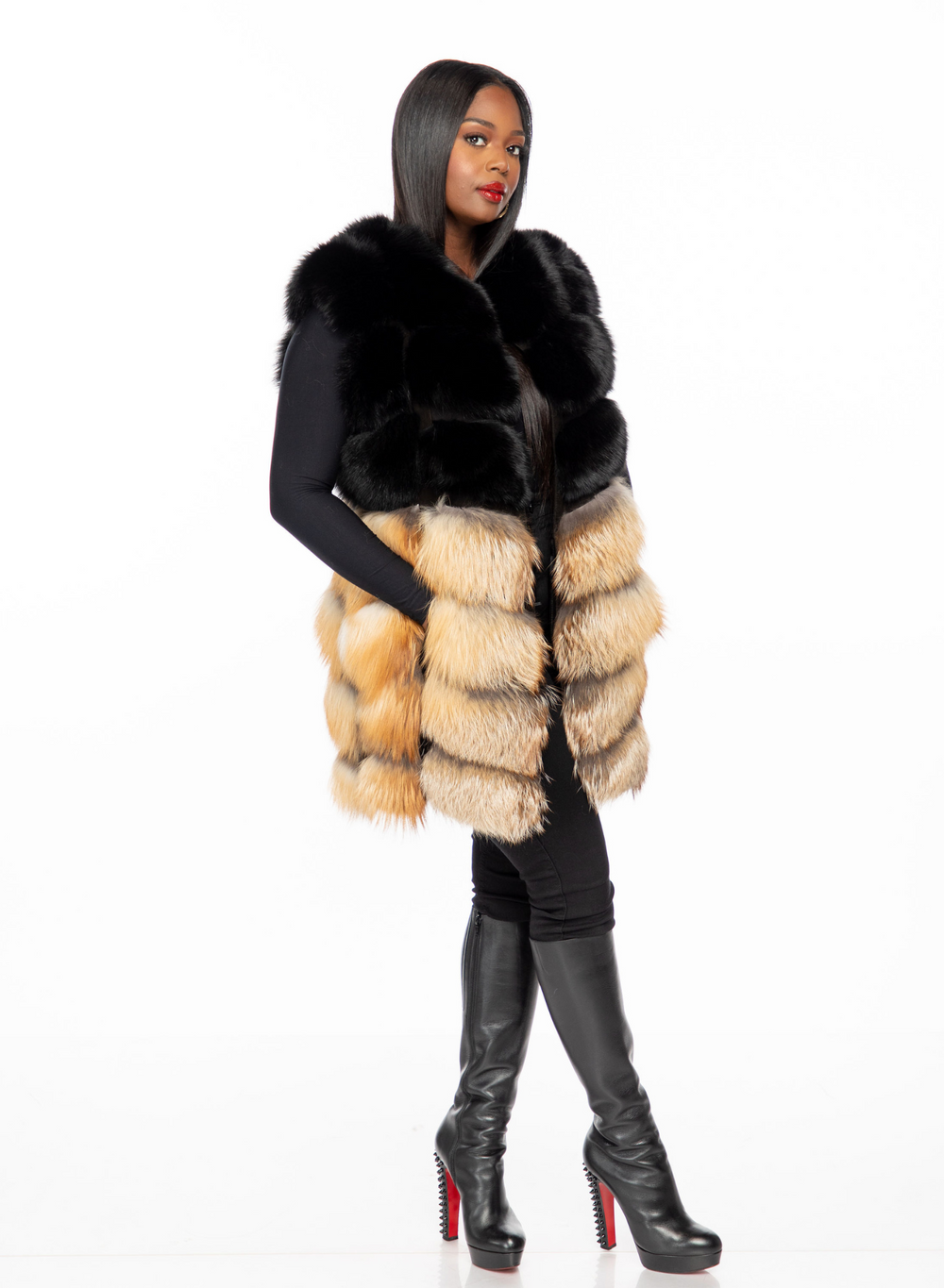 Shirley Two Tone Fox Fur Vest