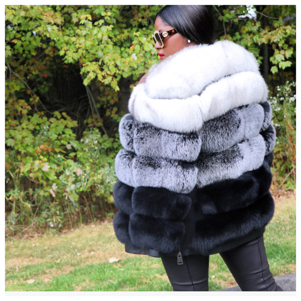 Cardina Tri-Color Fox Fur Coat