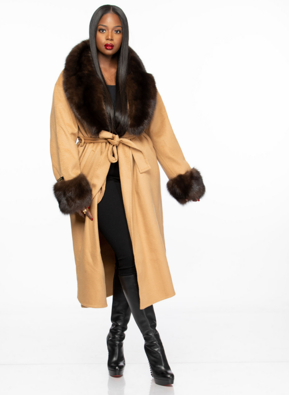 Journey Cashmere and Sable Wrap Coat