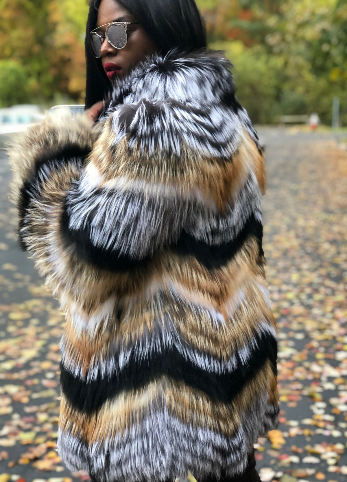 Faux silver fox fur best sale coat