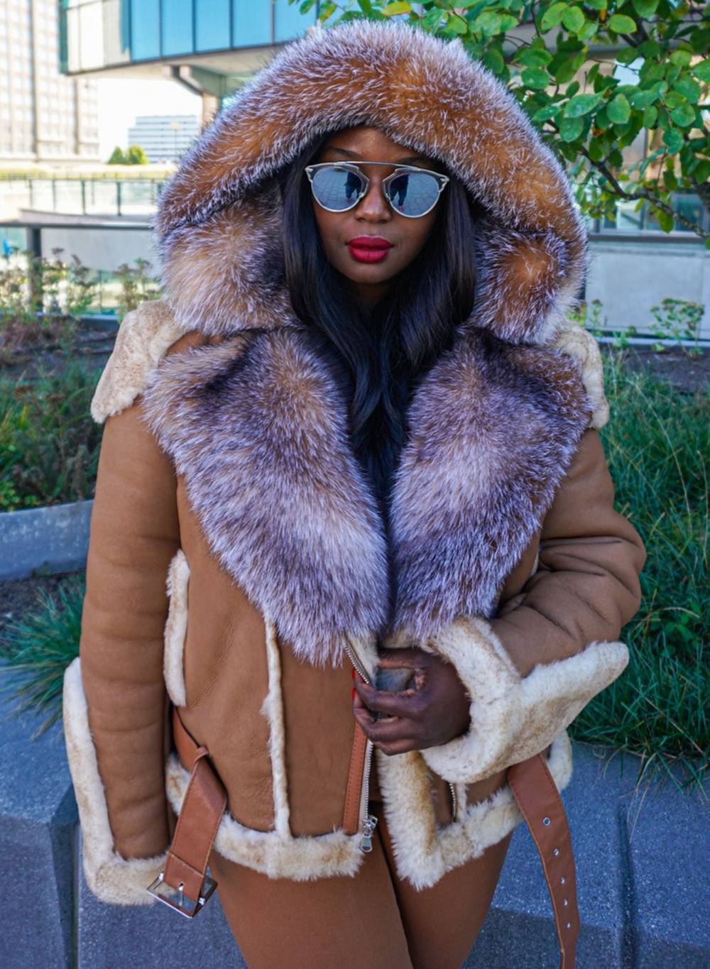 Shearling fur coat hotsell