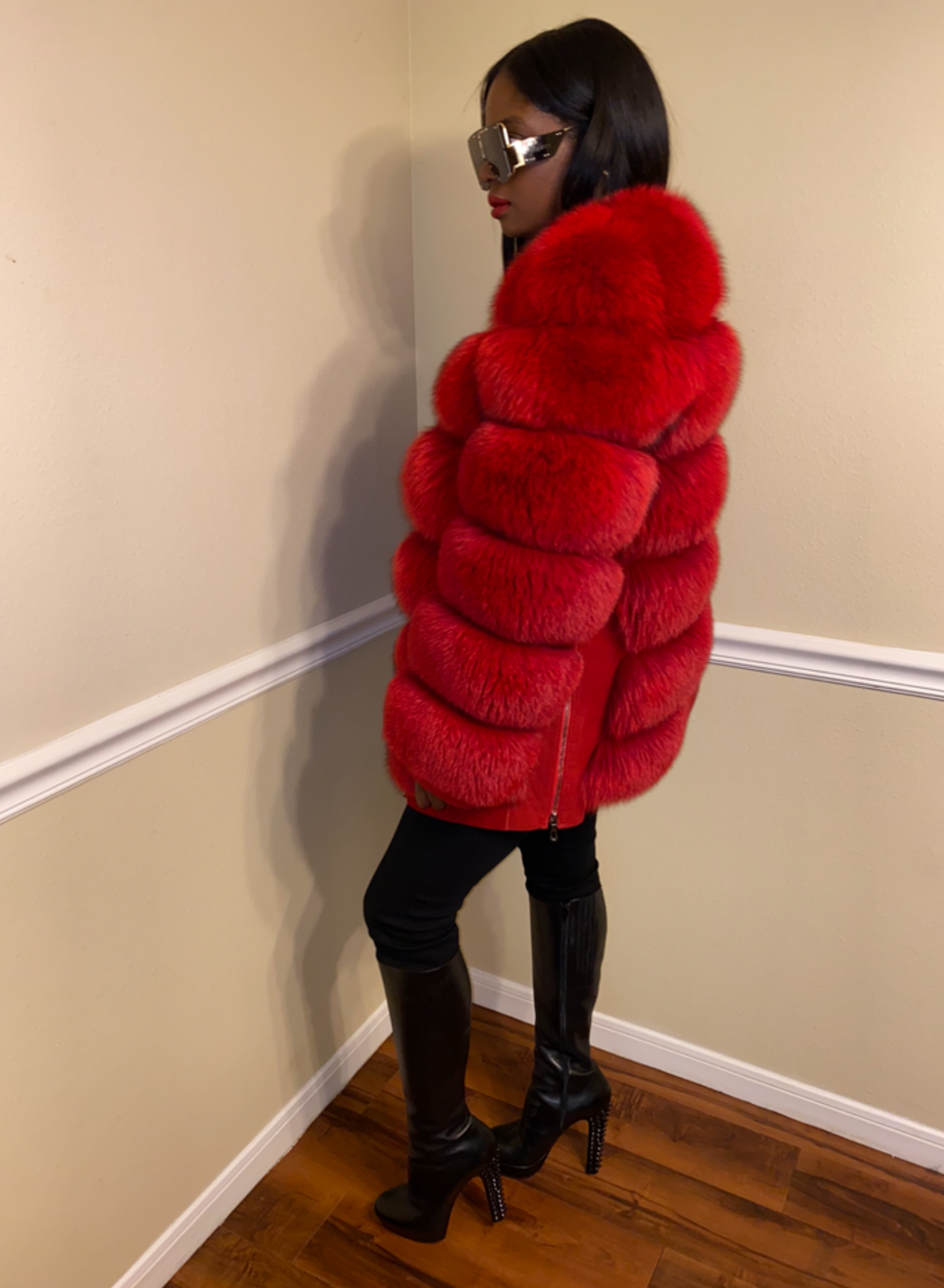 Red fox faux fur 2025 coat