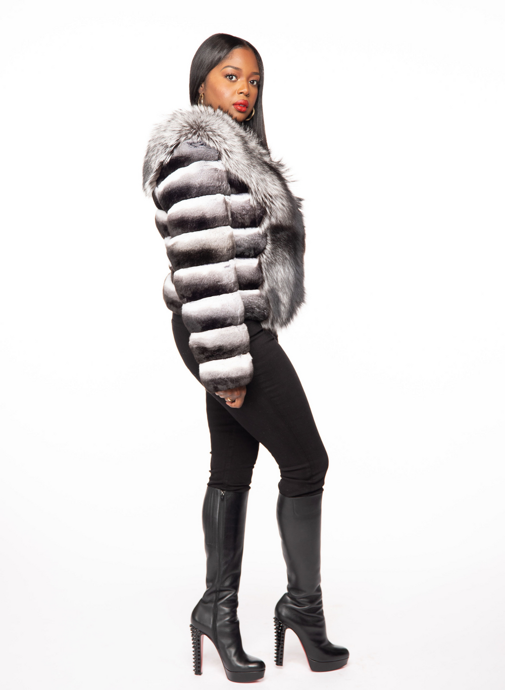 Roz II Chinchilla and Silver Fox Jacket