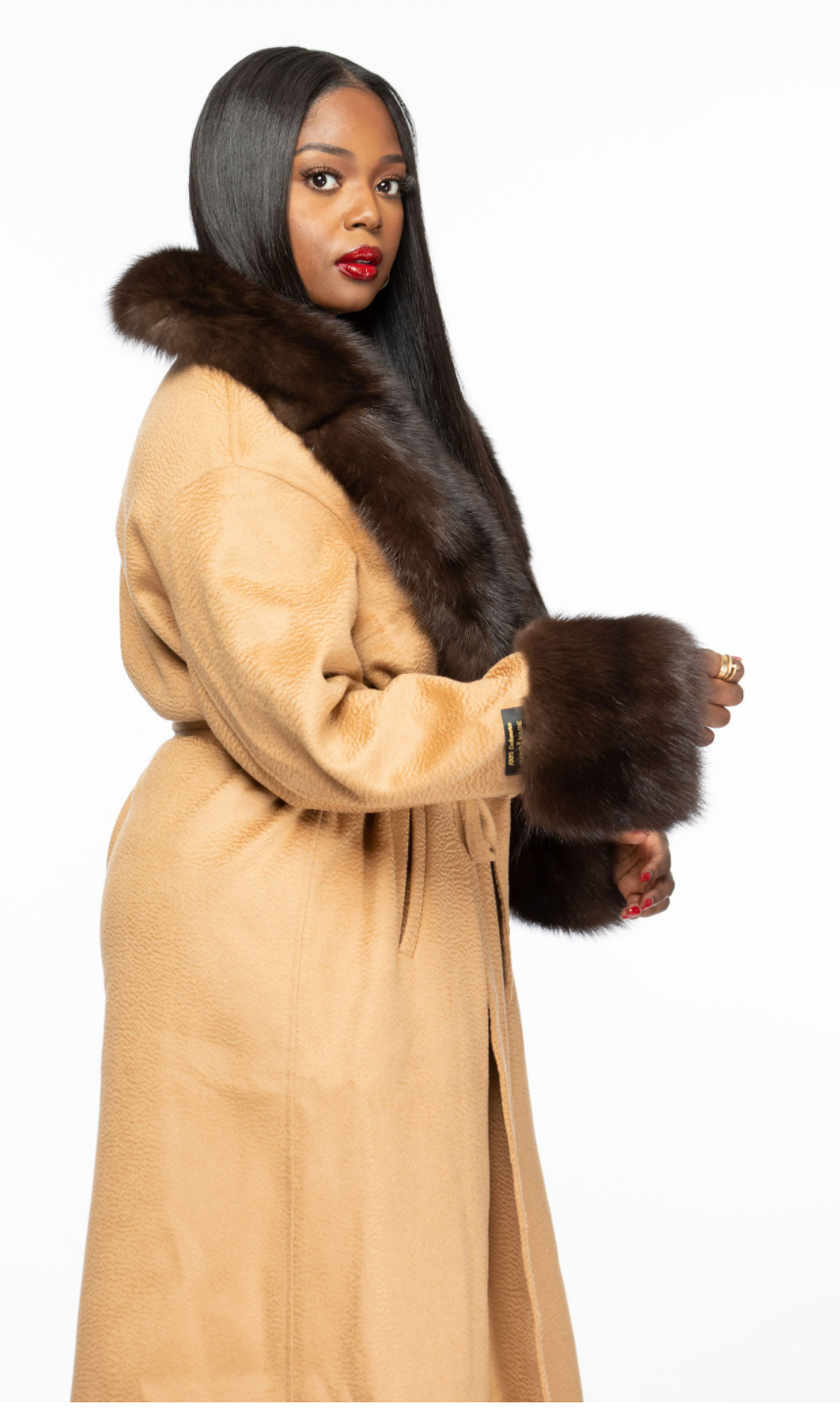 Journey Cashmere and Sable Wrap Coat