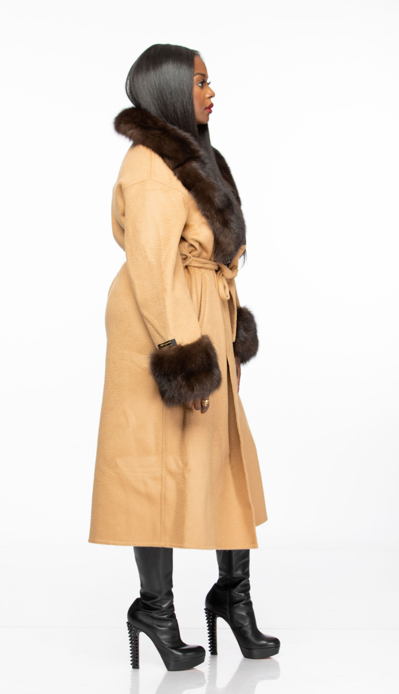 Journey Cashmere and Sable Wrap Coat