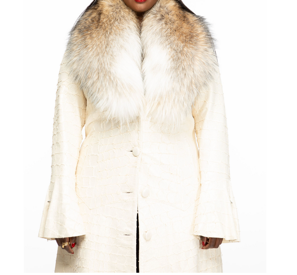 Snow White Suede and Fur Coat