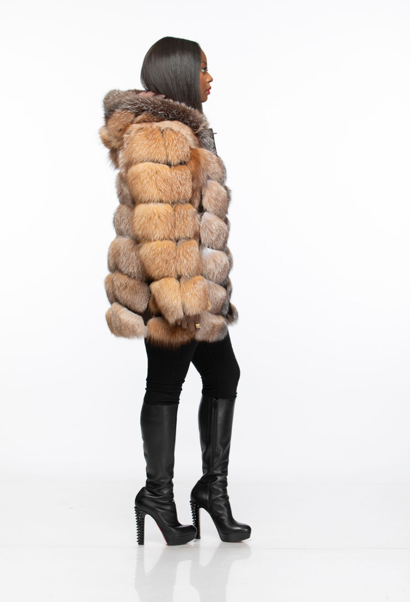 Shirley Coat Detachable Sleeves and Hood Crystal