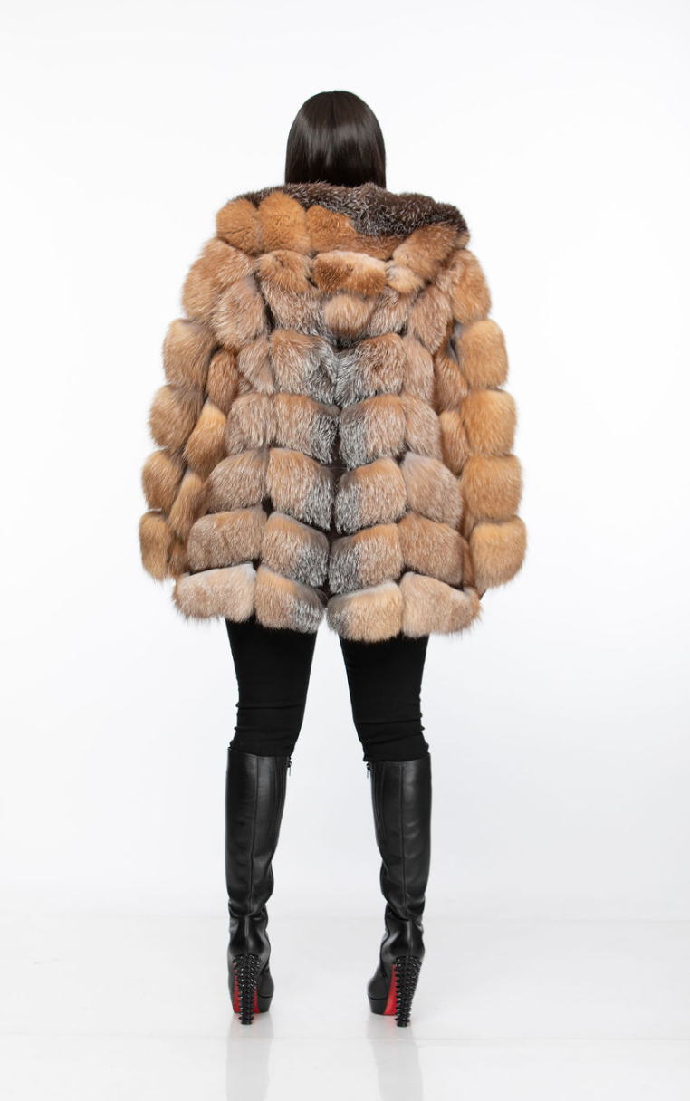 Shirley Coat Detachable Sleeves and Hood Crystal