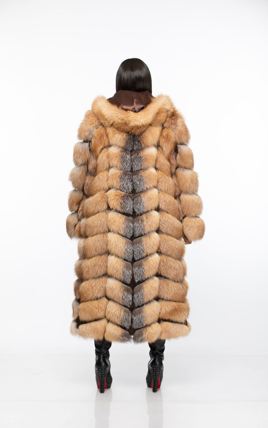 Crystal Gina Full Length Fox Fur Detachable Sleeves Detachable