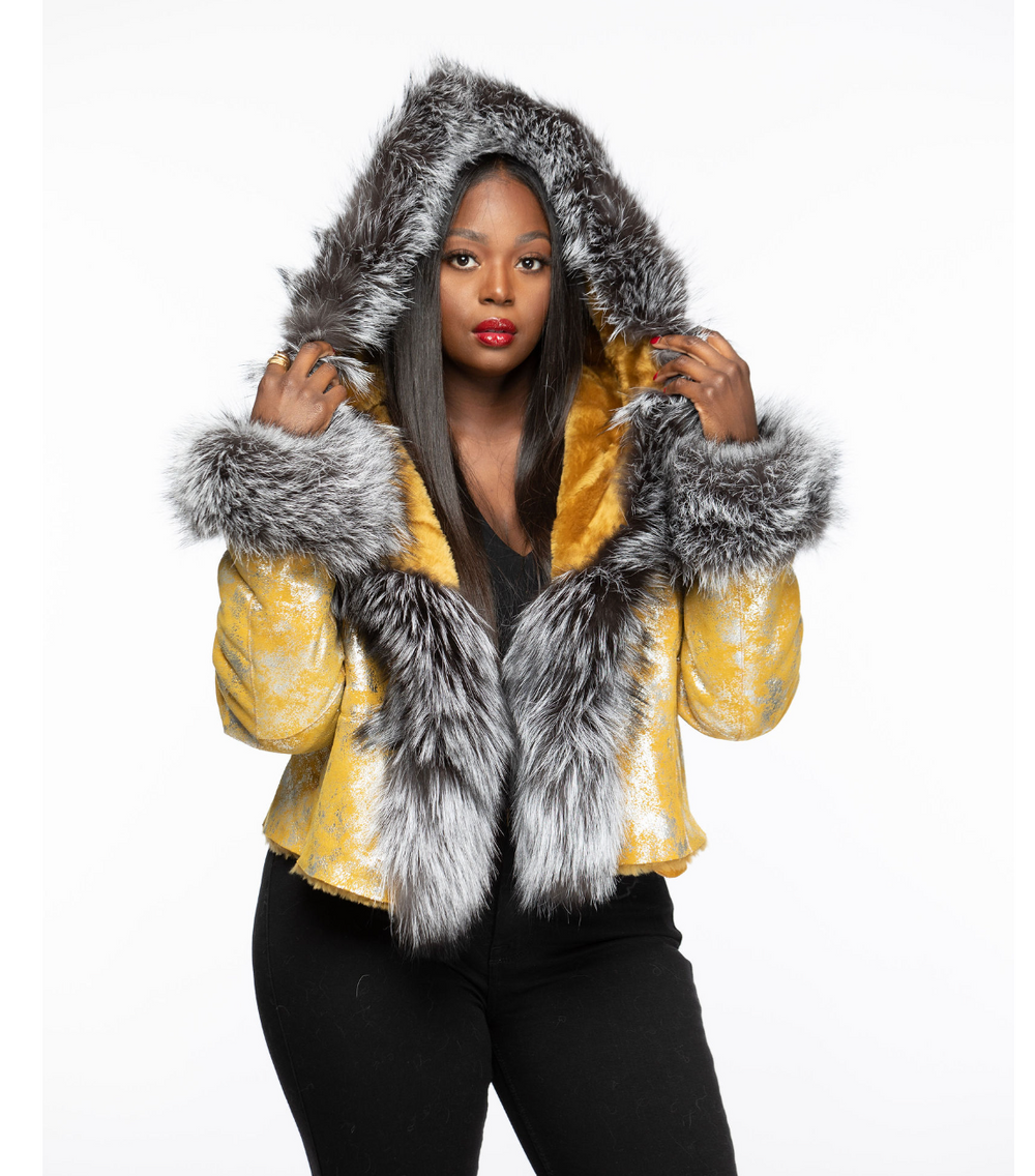 Size L . Cropped Yellow Shearling