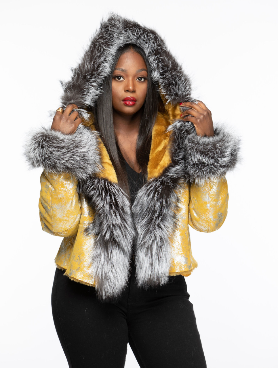 Size M: Cropped Yellow Shearling