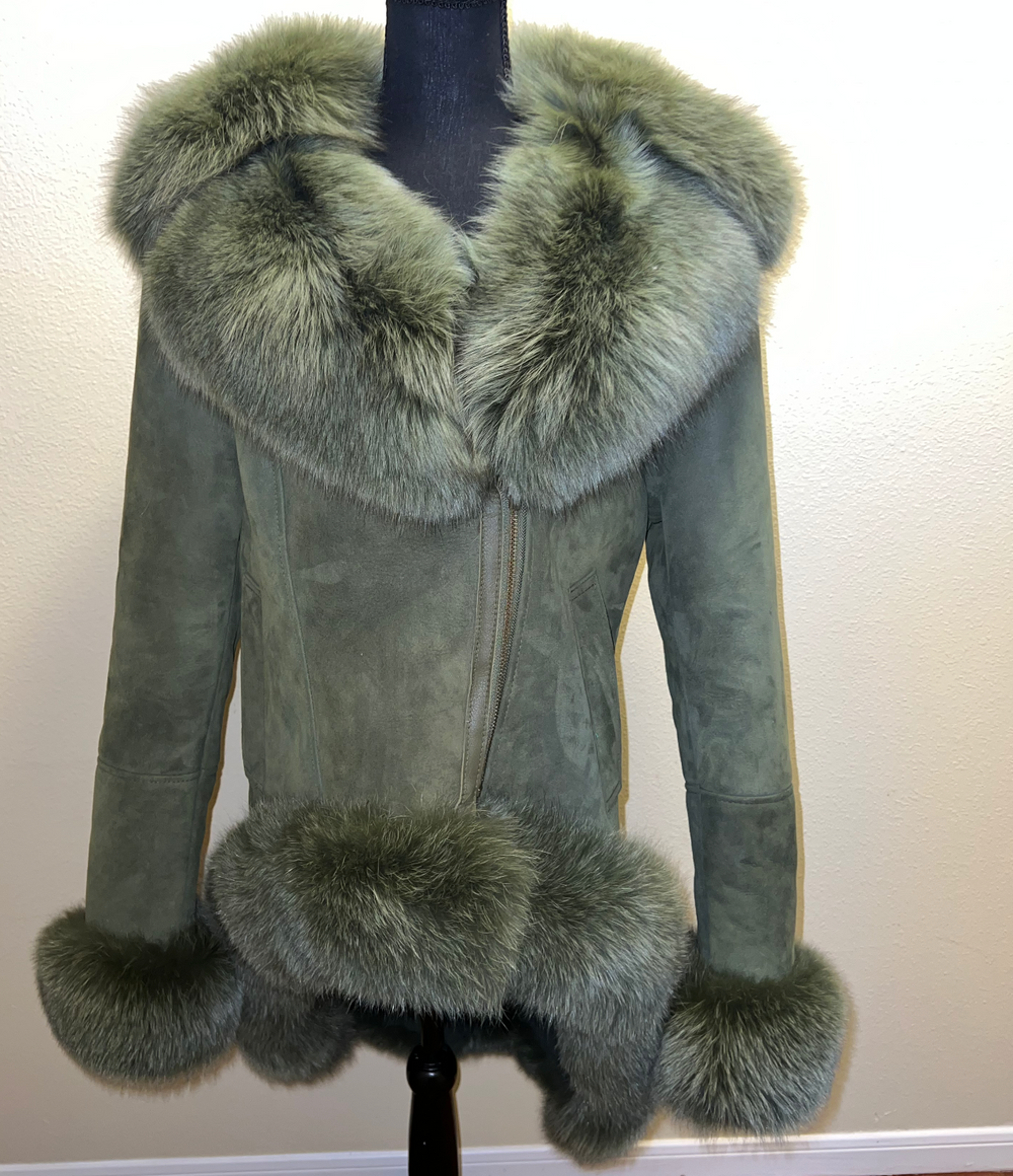 Size XXL: High Low Olive Shearling