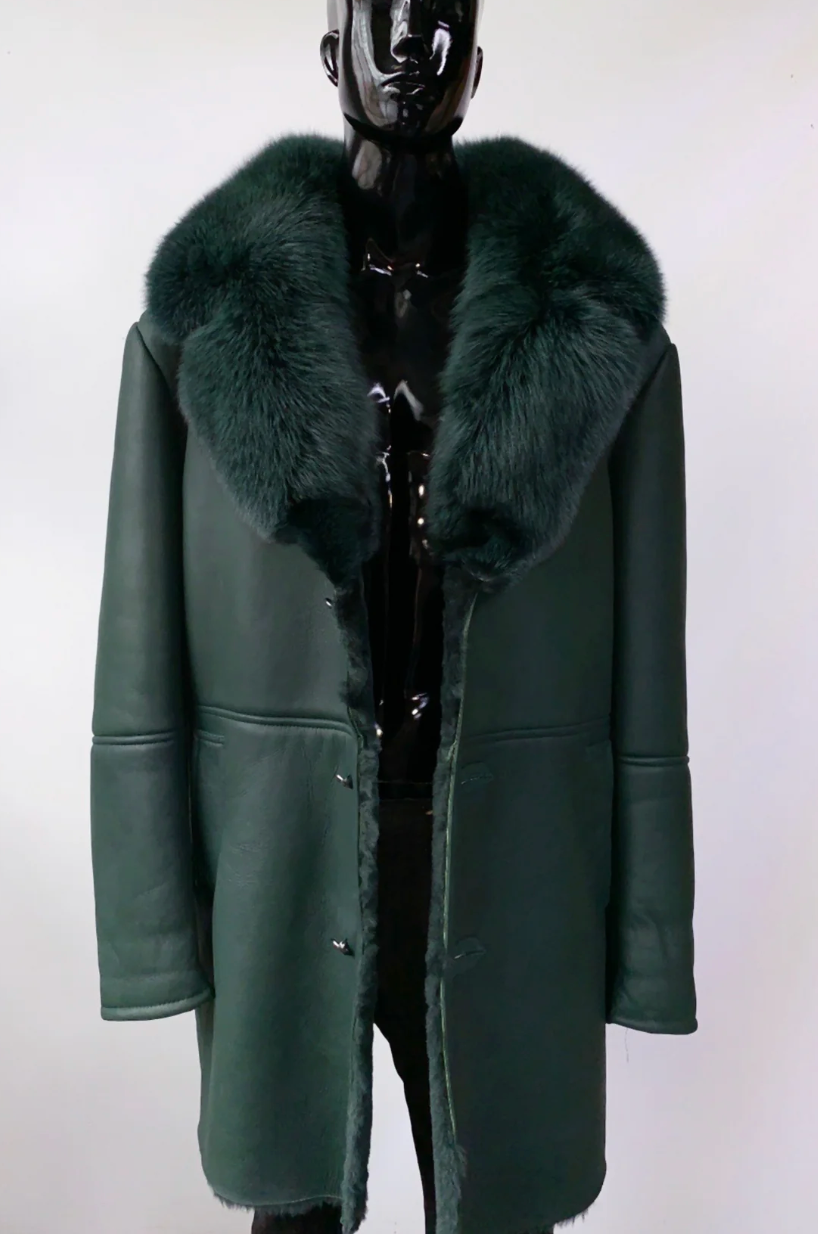 MEN size XL Green shearling w/ Green collar