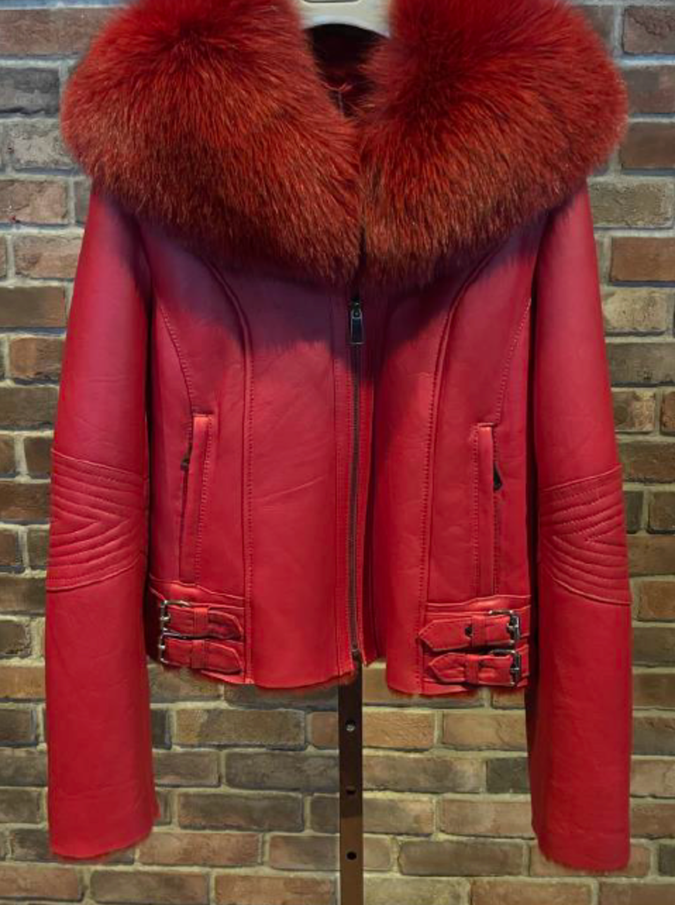 Size XL: Red Shearling w/ Fox fur
