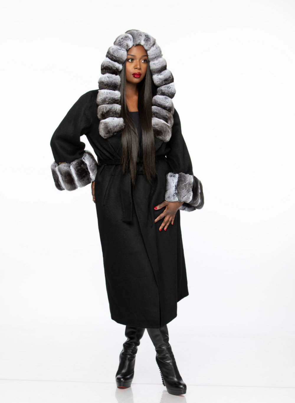 Celine Cashmere and Chinchilla wrap coat