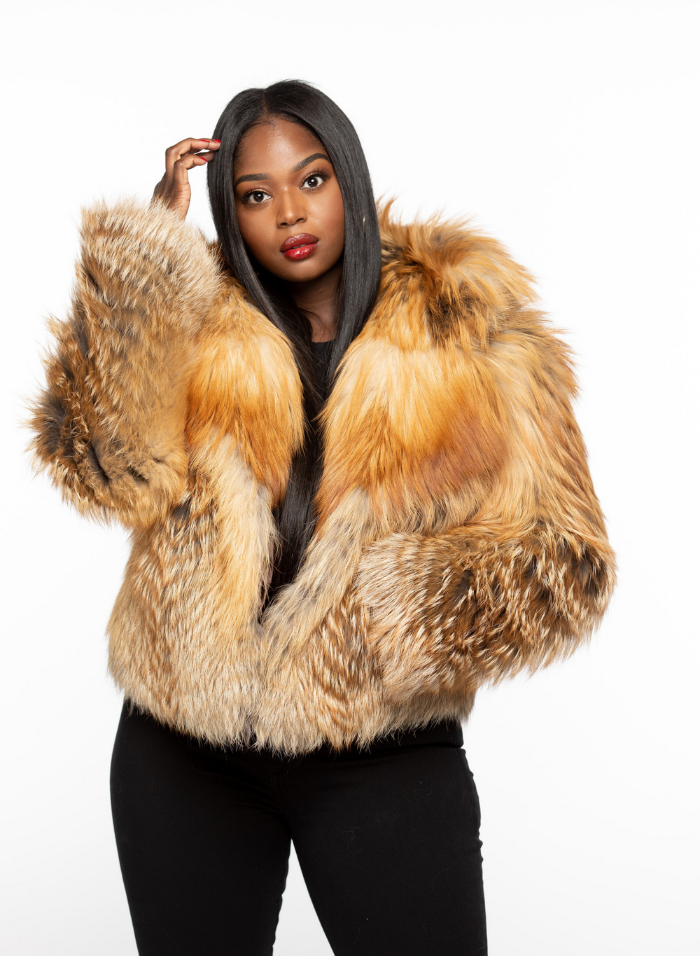 Nisha Gold Fox Jacket