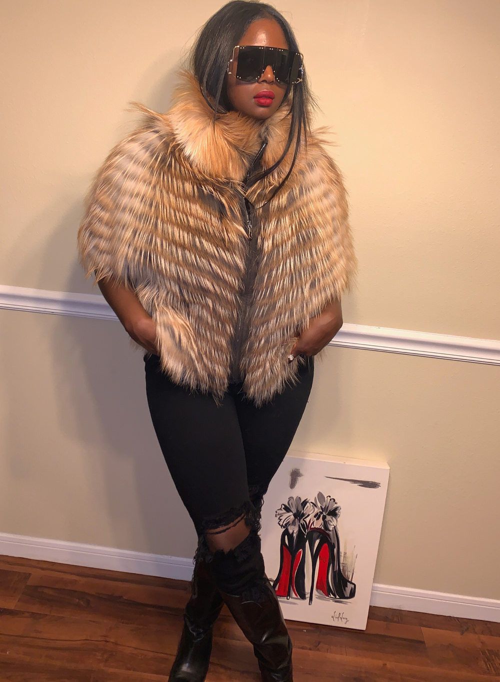 Size M. Gold fox jacket