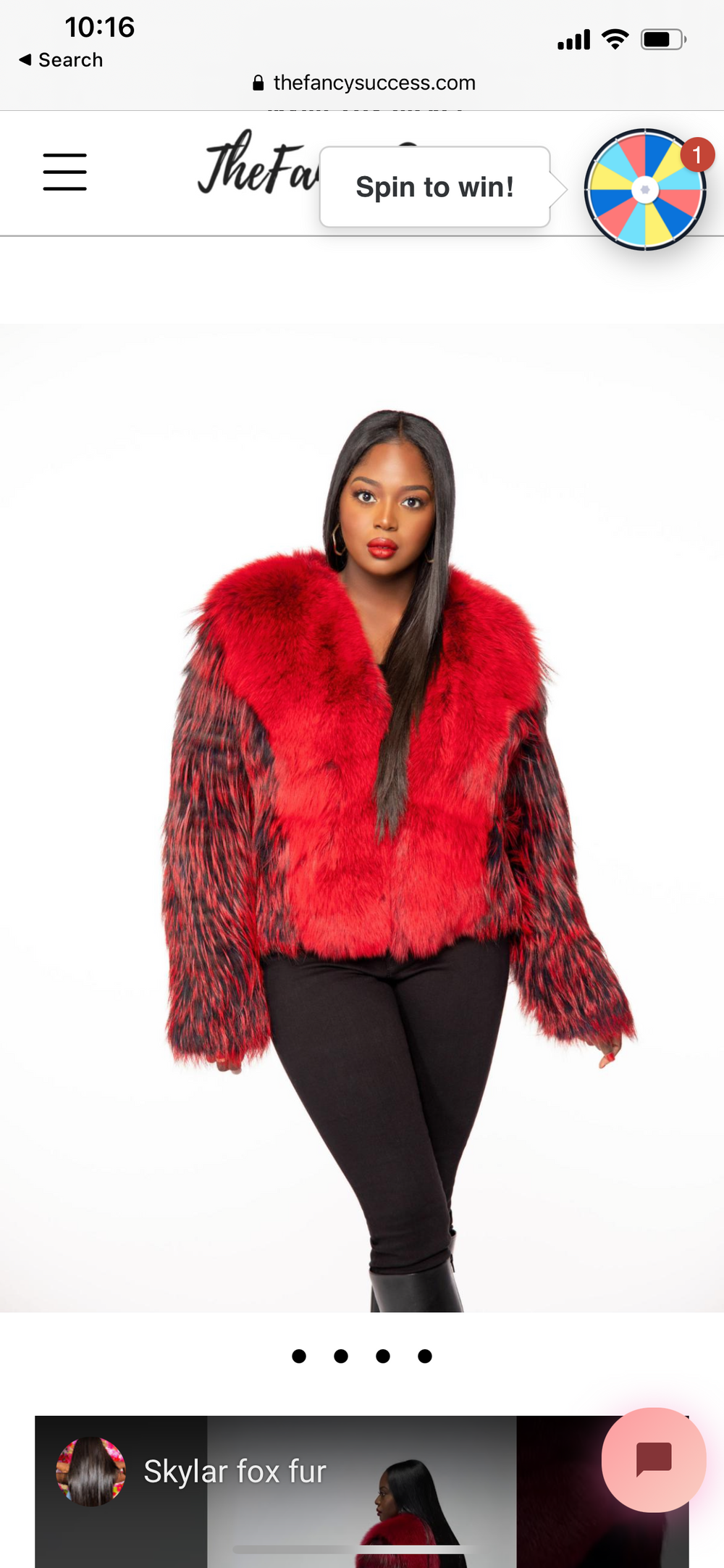 Skylar red fox fur with red silver fox sleeves size L
