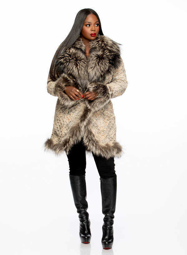 Madison Leather and Silver Fox Coat