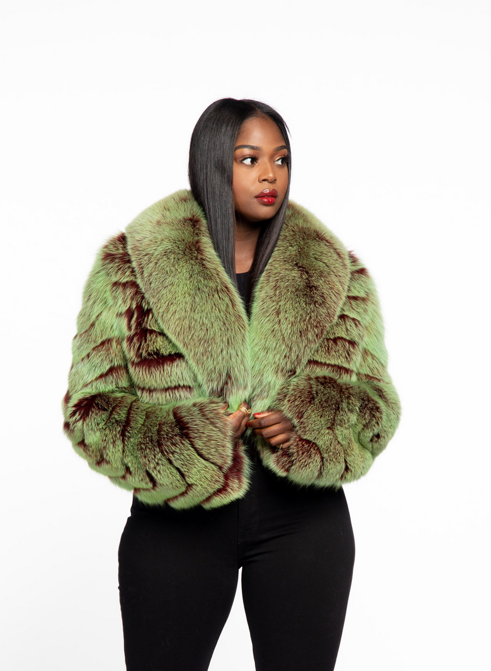 Fox fur puffer jacket hotsell