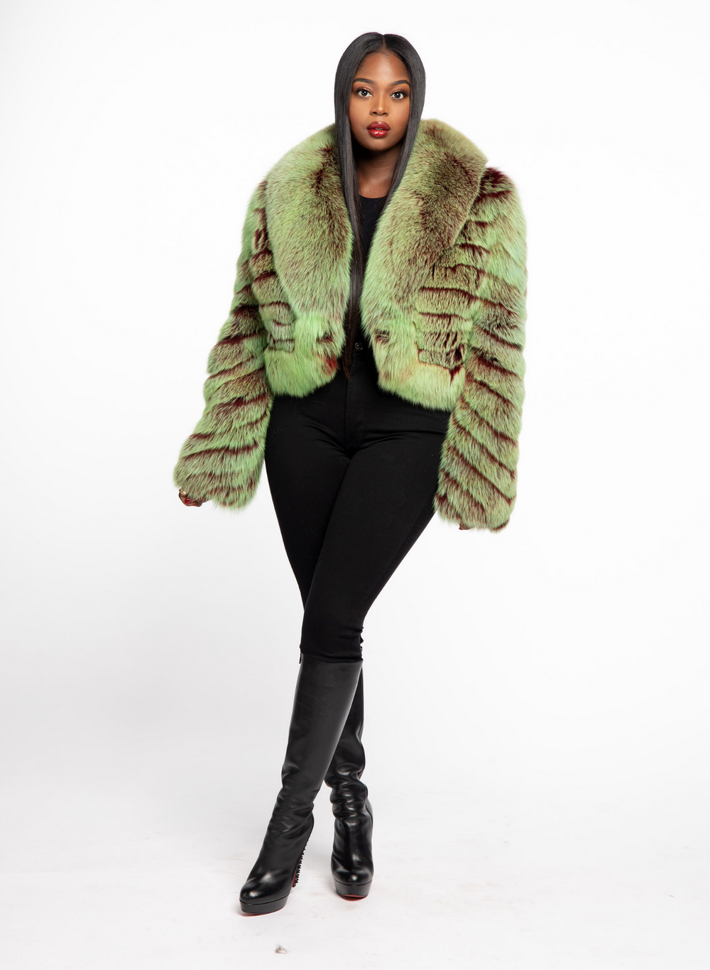 Fake fur 2025 jacket green