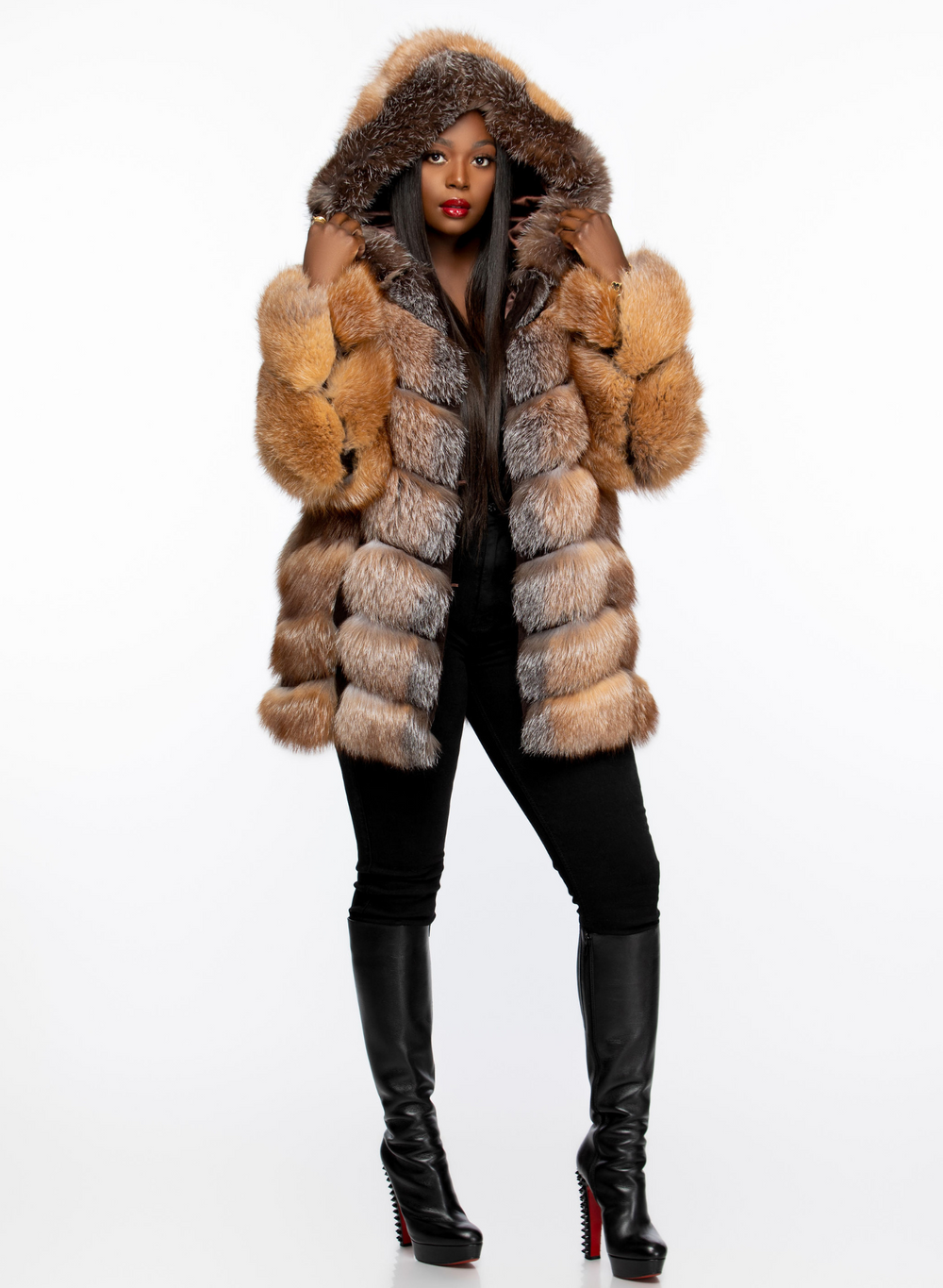 Shirley Coat Detachable Sleeves and Hood Crystal